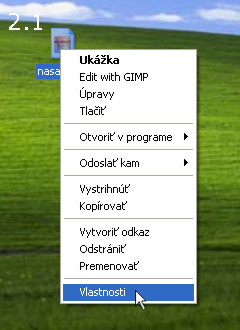 Pravým tlačidlom myši kliknite na súbor fotky a zvoľte VLASTNOSTI